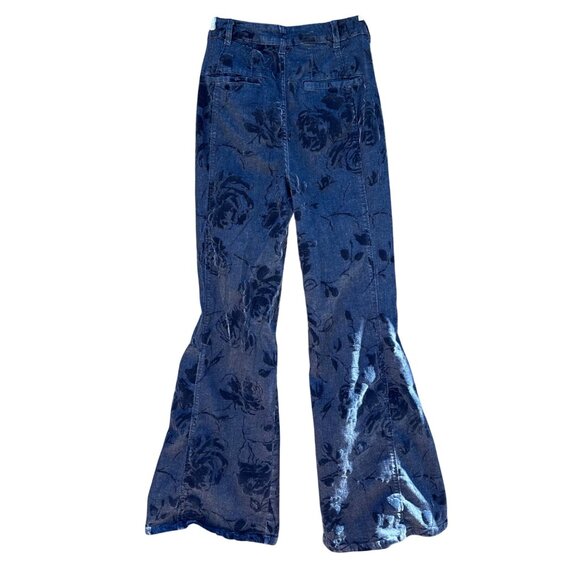 Anthropologie Pilcro Flare Wide Leg Floral Velvet Jeans 30T - Picture 7 of 11